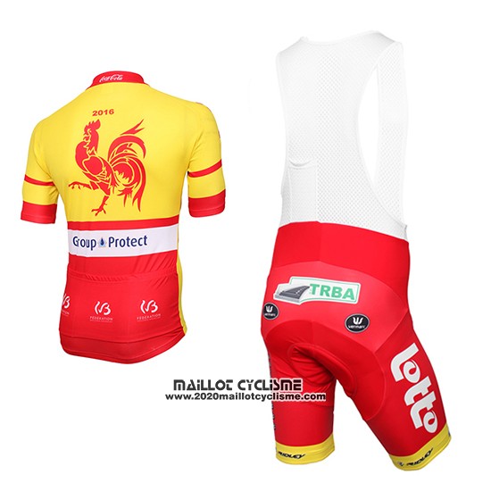 2016 Maillot Ciclismo Wallonie Bruxelles Jaune et Rouge Manches Courtes et Cuissard